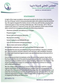 Statement about the last events regarding the toxic gas attack on Daraya